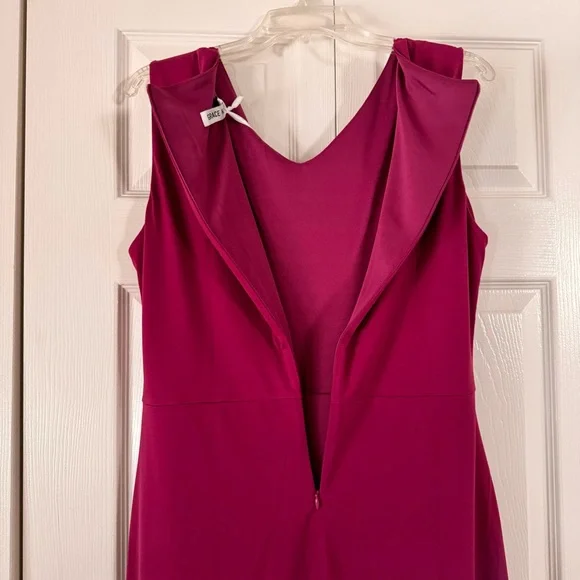 Women’s v-neck ruched sleeveless dress in magenta, size XL NWT - Picture 10 of 14